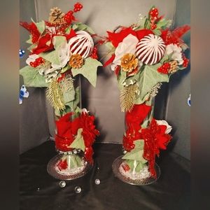 Illuminating Red Candy Cane Table Decor Centerpieces